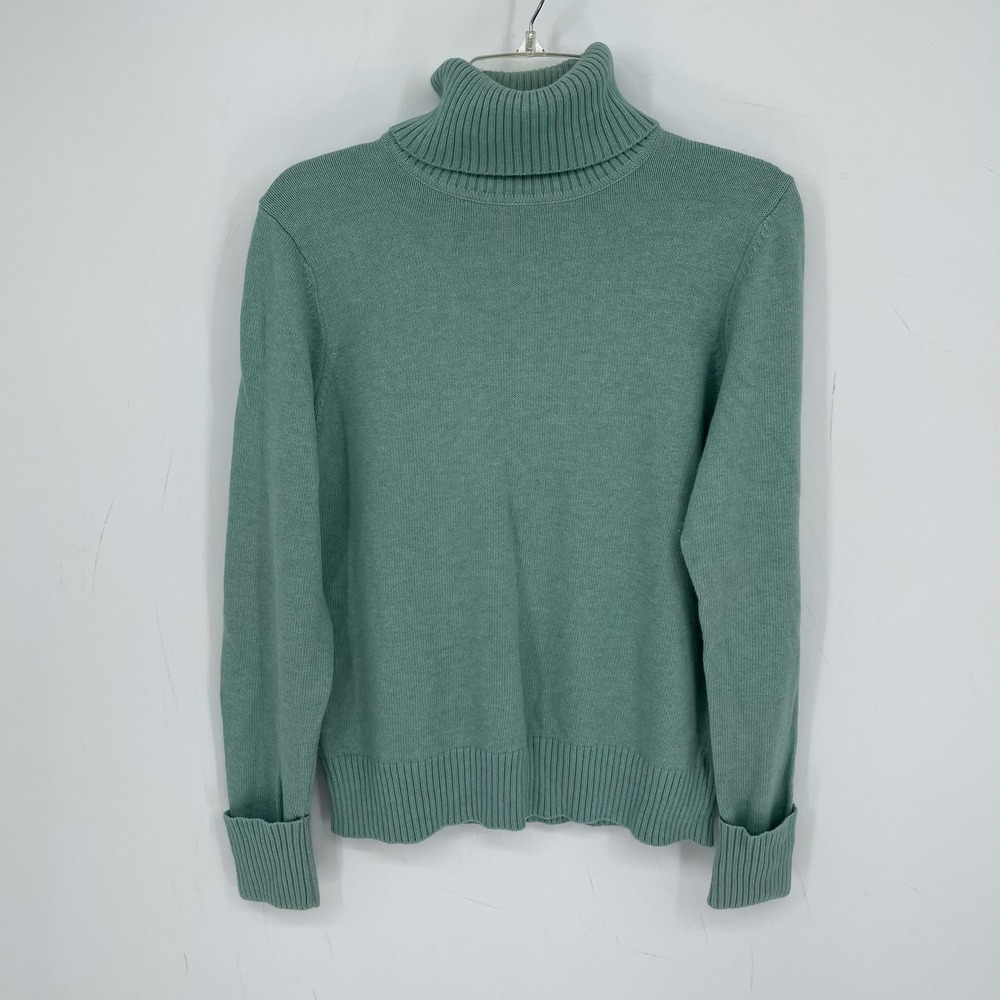Eddie Bauer Women's Green Angora Blend Turtleneck Pullover Knit Sweater Size M